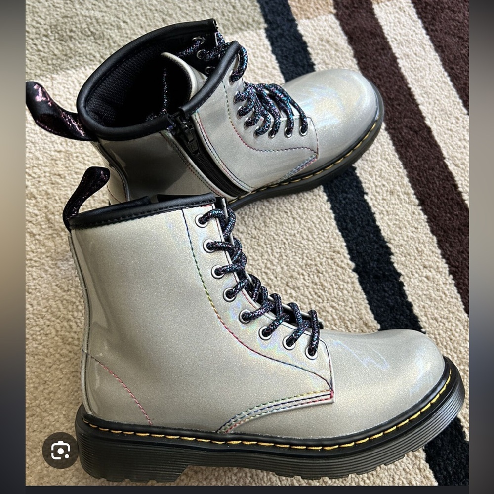 Girls silver glitter Dr Martens boots